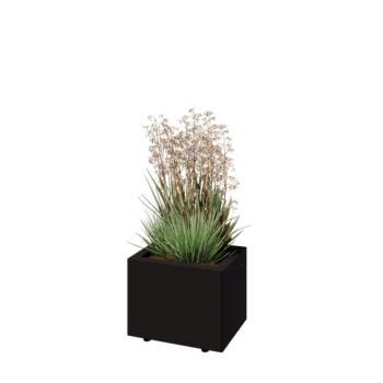 Stalowa donica - Prostokątne - 40 x 30 x 30 cm - RAL9005 matowy (czarny) - Z płytą dolną - Z nóżkami