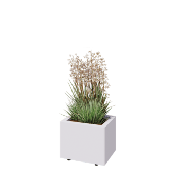 Stalowa donica - Prostokątne - 40 x 30 x 30 cm - RAL9010 matowy (biały) - Z płytą dolną - Z nóżkami