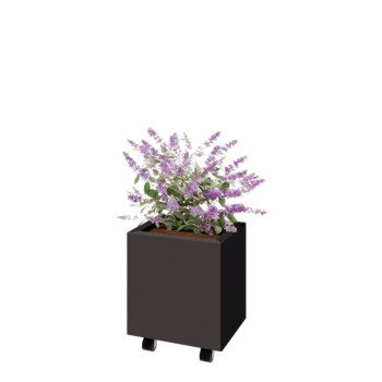 Stalowa donica - Prostokątne - 40 x 30 x 40 cm - RAL7016 matowy (szary antracyt) - Z płytą dolną - Z kółkami