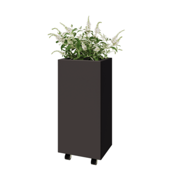 Stalowa donica - Prostokątne - 40 x 30 x 80 cm - Inny kolor RAL - Z płytą dolną - Z kółkami