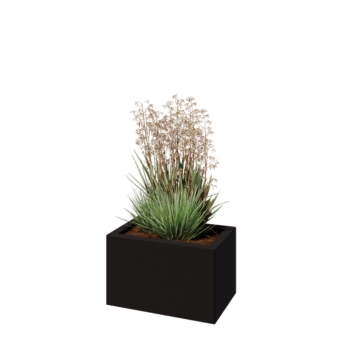 Stalowa donica - Prostokątne - 50 x 30 x 30 cm - RAL9005 matowy (czarny) - Bez płyty dolnej