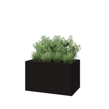 Stalowa donica - Prostokątne - 100 x 60 x 60 cm - RAL9005 matowy (czarny) - Z płytą dolną