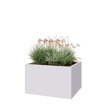 Stalowa donica - Prostokątne - 100 x 80 x 60 cm - RAL9010 matowy (biały) - Z płytą dolną