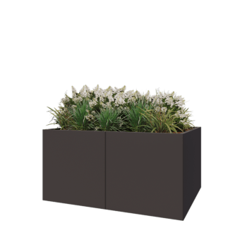 Stalowa donica XXL - Prostokątne - 160 x 120 x 80 cm - RAL7016 matowy (szary antracyt) - Z płytą dolną