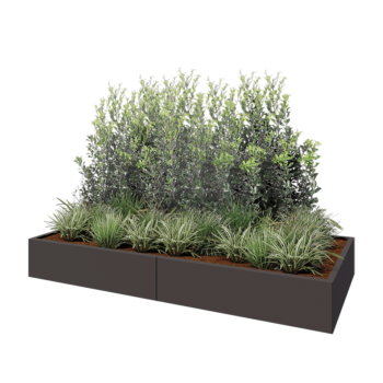 Stalowa donica XXL - Prostokątne - 240 x 100 x 30 cm - Inny kolor RAL - Z płytą dolną