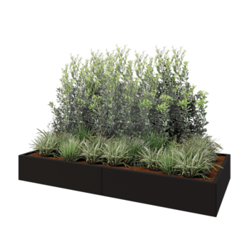 Stalowa donica XXL - Prostokątne - 240 x 100 x 30 cm - RAL9005 matowy (czarny) - Bez płyty dolnej