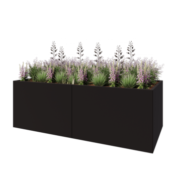 Stalowa donica XXL - Prostokątne - 240 x 100 x 80 cm - RAL9005 matowy (czarny) - Z płytą dolną