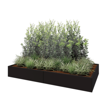 Stalowa donica XXL - Prostokątne - 240 x 120 x 30 cm - RAL9005 matowy (czarny) - Bez płyty dolnej