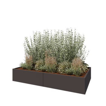 Stalowa donica XXL - Prostokątne - 240 x 120 x 40 cm - RAL7016 matowy (szary antracyt) - Z płytą dolną