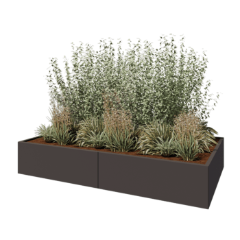 Stalowa donica XXL - Prostokątne - 240 x 120 x 40 cm - Inny kolor RAL - Bez płyty dolnej