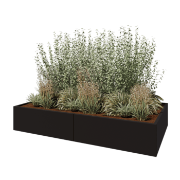 Stalowa donica XXL - Prostokątne - 240 x 120 x 40 cm - RAL9005 matowy (czarny) - Z płytą dolną