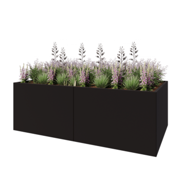 Stalowa donica XXL - Prostokątne - 240 x 120 x 80 cm - RAL9005 matowy (czarny) - Bez płyty dolnej