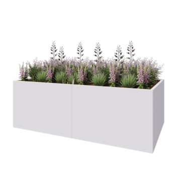 Stalowa donica XXL - Prostokątne - 240 x 120 x 80 cm - RAL9010 matowy (biały) - Z płytą dolną