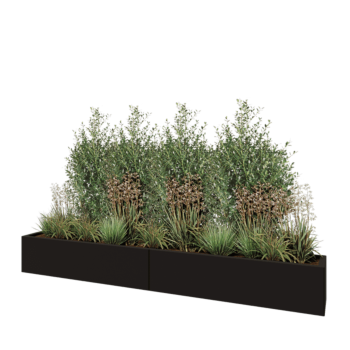 Stalowa donica XXL - Prostokątne - 240 x 30 x 30 cm - RAL9005 matowy (czarny) - Bez płyty dolnej