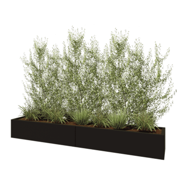 Stalowa donica XXL - Prostokątne - 240 x 40 x 30 cm - RAL9005 matowy (czarny) - Z płytą dolną