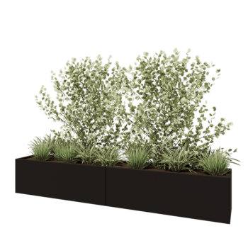 Stalowa donica XXL - Prostokątne - 240 x 40 x 40 cm - RAL9005 matowy (czarny) - Bez płyty dolnej