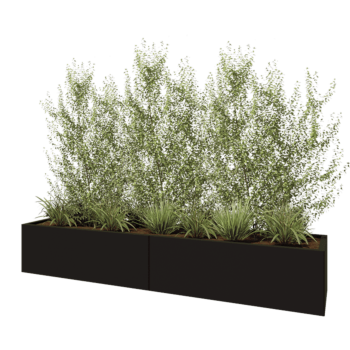 Stalowa donica XXL - Prostokątne - 240 x 50 x 40 cm - RAL9005 matowy (czarny) - Z płytą dolną