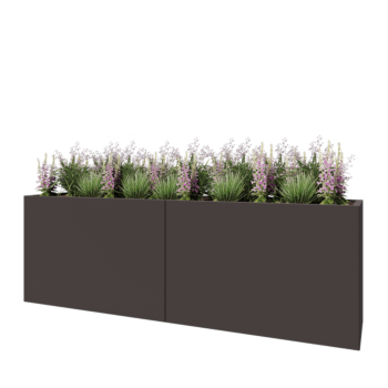 Stalowa donica XXL - Prostokątne - 240 x 50 x 80 cm - RAL7016 matowy (szary antracyt) - Bez płyty dolnej