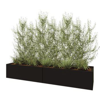 Stalowa donica XXL - Prostokątne - 240 x 60 x 40 cm - RAL9005 matowy (czarny) - Z płytą dolną