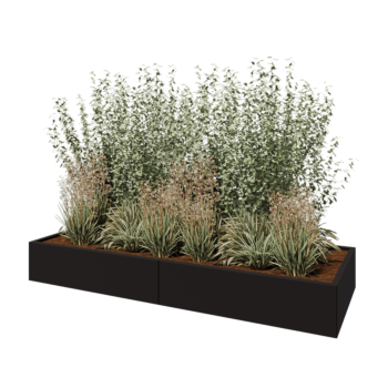 Stalowa donica XXL - Prostokątne - 240 x 80 x 30 cm - RAL9005 matowy (czarny) - Z płytą dolną