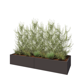 Stalowa donica XXL - Prostokątne - 240 x 80 x 40 cm - RAL7016 matowy (szary antracyt) - Z płytą dolną