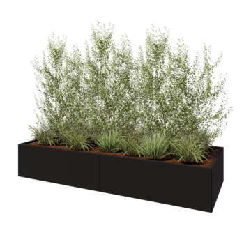 Stalowa donica XXL - Prostokątne - 240 x 80 x 40 cm - RAL9005 matowy (czarny) - Z płytą dolną