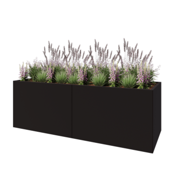 Stalowa donica XXL - Prostokątne - 240 x 80 x 80 cm - RAL9005 matowy (czarny) - Z płytą dolną