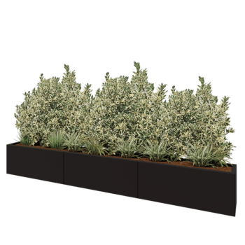 Stalowa donica XXL - Prostokątne - 300 x 30 x 40 cm - RAL9005 matowy (czarny) - Bez płyty dolnej