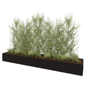 Stalowa donica XXL - Prostokątne - 300 x 50 x 30 cm - RAL9005 matowy (czarny) - Z płytą dolną