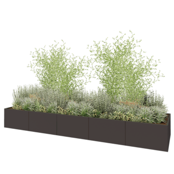 Stalowa donica XXL - Prostokątne - 500 x 120 x 80 cm - RAL7016 matowy (szary antracyt) - Z płytą dolną