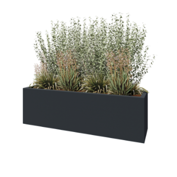 Donica poliestrowa - Prostokąt - 200 x 50 x 60 cm - RAL7021 matowy (czarny szary) - Z dnem