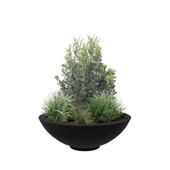 Donica poliestrowa - Misa - Ø 120 x 40 cm - RAL7021 matowy (czarny szary) - Z dnem