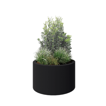 Donica poliestrowa - Okrągły - Ø 100 x 60 cm - RAL7021 matowy (czarny szary) - Z dnem