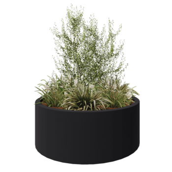 Donica poliestrowa - Okrągły - Ø 150 x 60 cm - RAL7021 matowy (czarny szary) - Z dnem