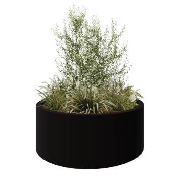 Donica poliestrowa - Okrągły - Ø 150 x 60 cm - RAL9005 matowy (czarny) - Z dnem