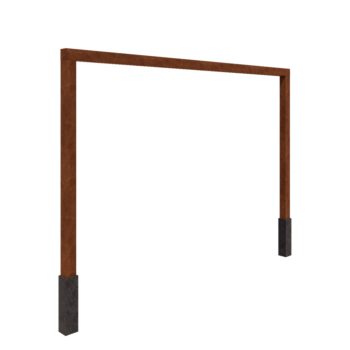 Pergola ze stali corten - Proste - 400 x 230 cm - Z bloczkiem betonowym
