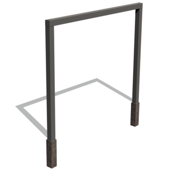 Stalowa pergola - Proste - 300 x 230 cm - RAL9005 matowy (czarny) - Bez bloczka betonowego