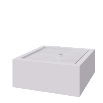 Fontanna ogrodowa z aluminium - Lyra - 120 x 120 x 40 cm - RAL9010 matowy (biały) - Z oświetleniem LED