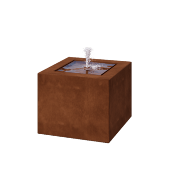 Fontanna ogrodowa ze stali corten - Lyra - 50 x 50 x 40 cm - Z oświetleniem LED