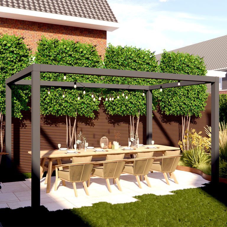 Kwadratowa pergola stalowa malowana proszkowo 424 x 250 cm