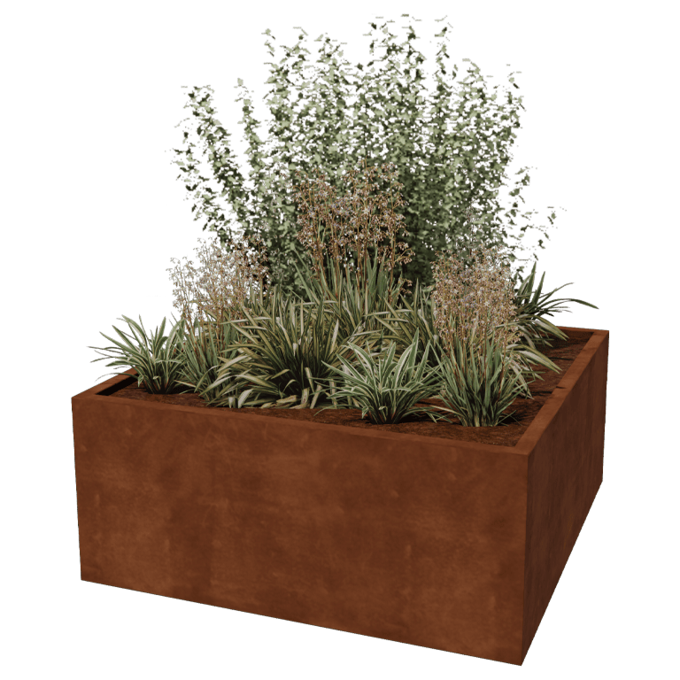 Spawana Donica ze stali corten Montana 140 x 140 x 60 cm