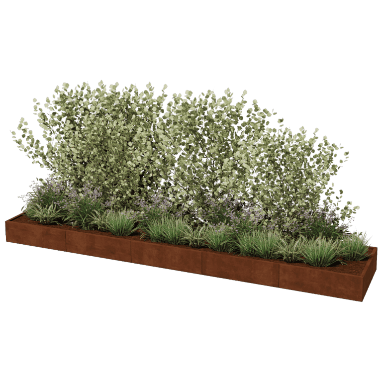 Donica ze stali corten Texas xxl 500 x 100 cm