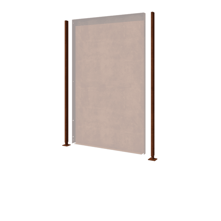 Słupek ze stali Corten - Proste z płytą montażową - 190 x 6 x 3 cm