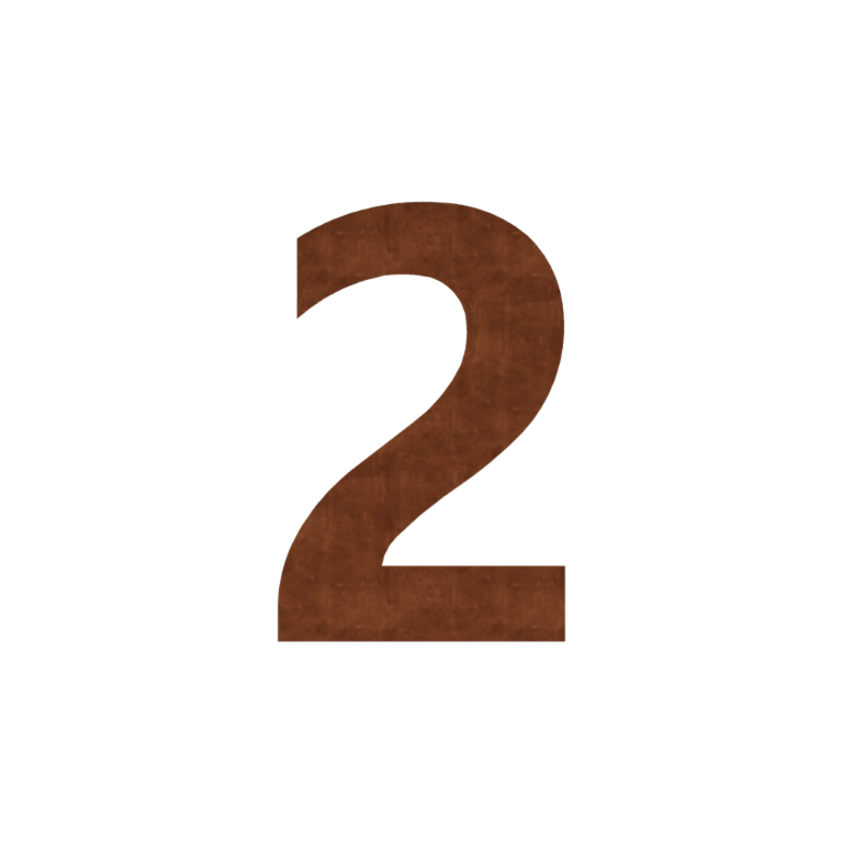 Numer domu ze stali corten 2 - 9,8 x 15 cm - Samoprzylepny