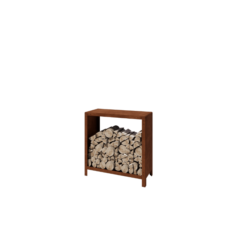 Schowek na drewno ze stali corten Indiana 100 x 100 x 40 cm