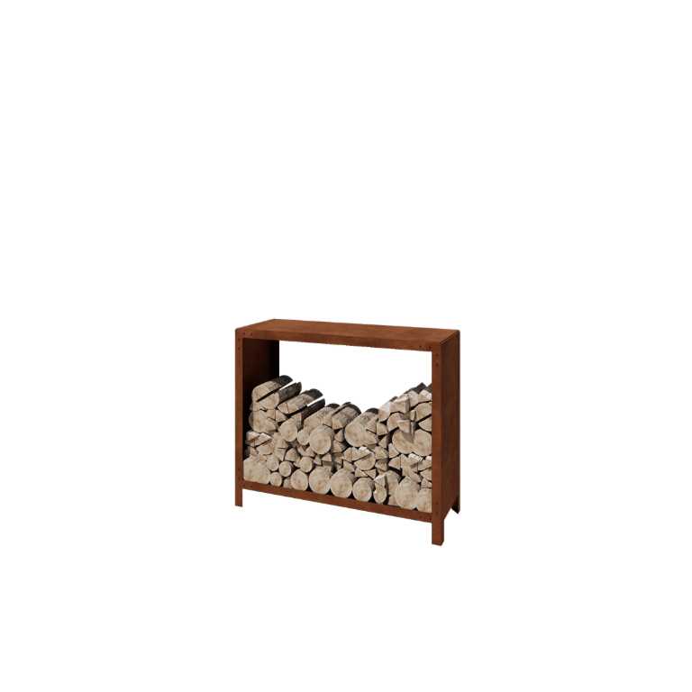 Drewutnia ze stali corten - Indiana - 120 x 40 x 100 cm