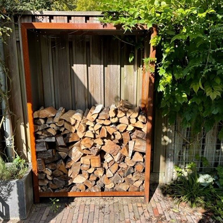 Schowek na drewno ze stali corten Indiana 180 x 120 x 40 cm