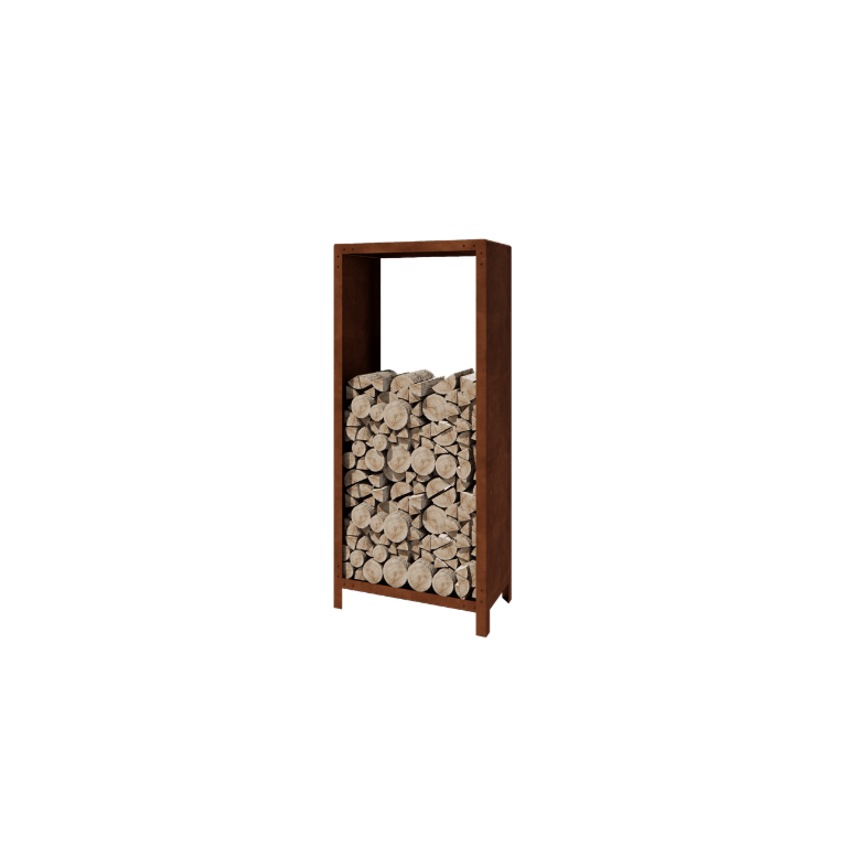 Schowek na drewno ze stali corten Indiana 180 x 80 x 40 cm