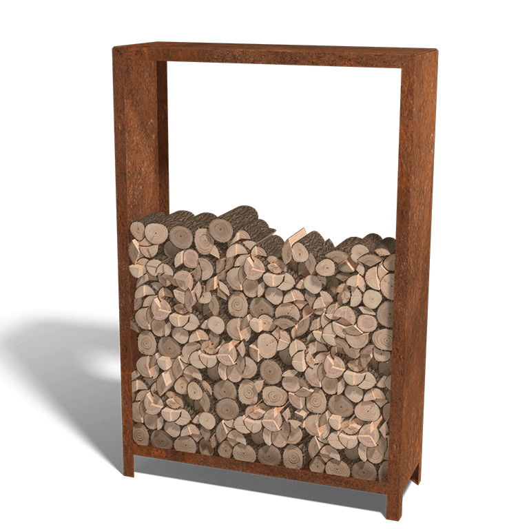 Schowek na drewno ze stali corten Indiana 180 x 120 x 40 cm