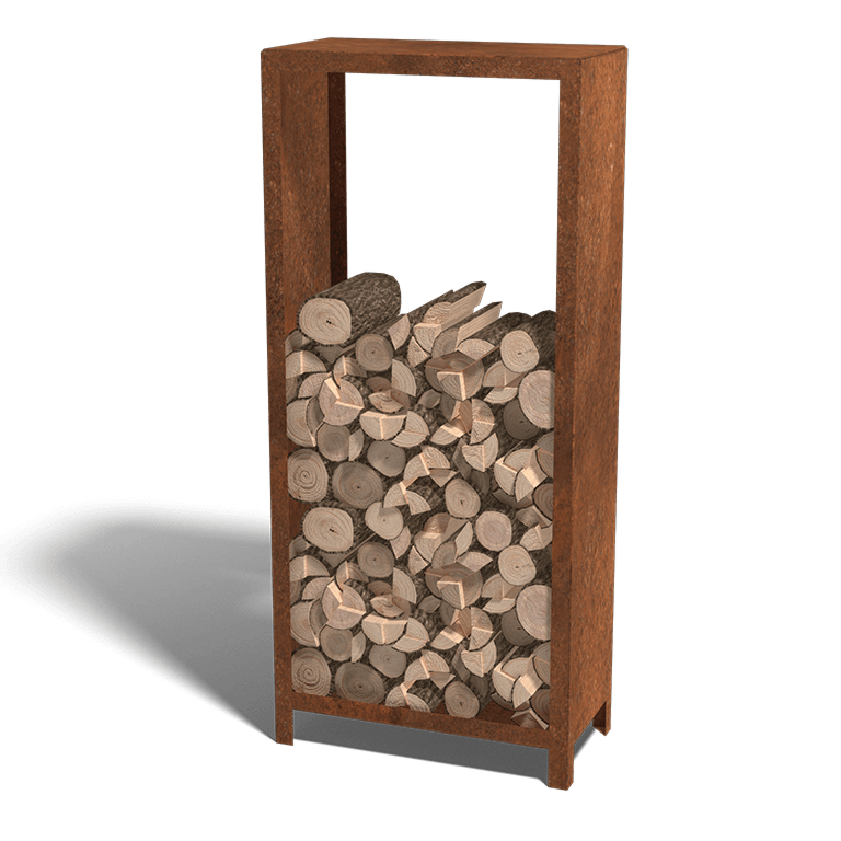 Schowek na drewno ze stali corten Indiana 180 x 80 x 40 cm